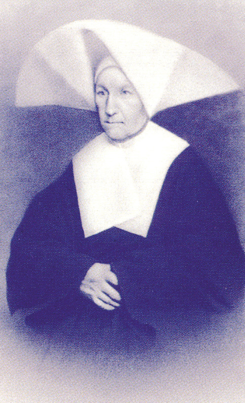 Die heilige Katharina Labouré, die von einem Schwert durchbohrte Maria. Um ihn herum befand sich wie ein Rahmen eine königliche Zwölferkrone